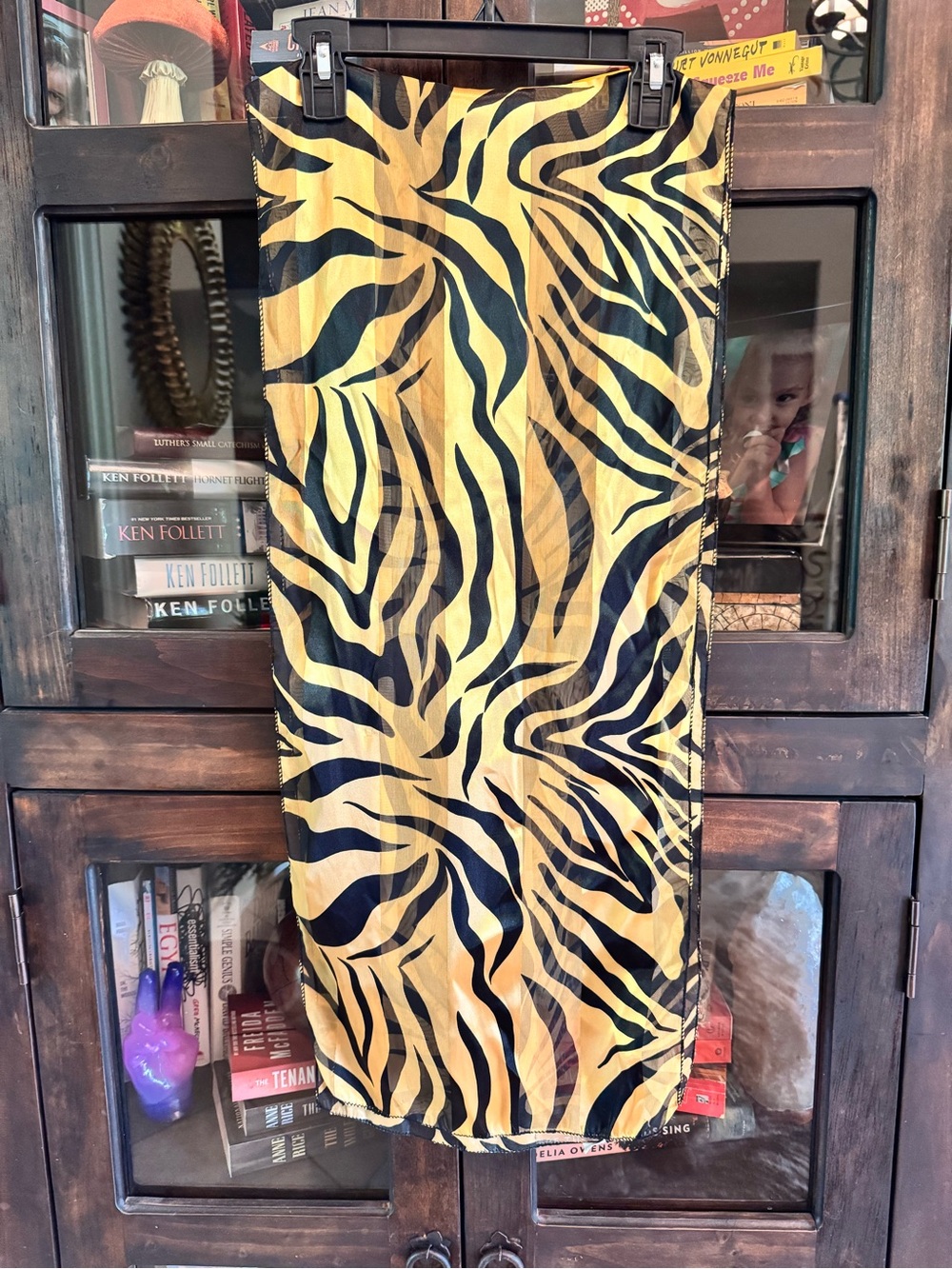 Yellow and Black Tiger Print Scarf Hair Accessory Swim Cover